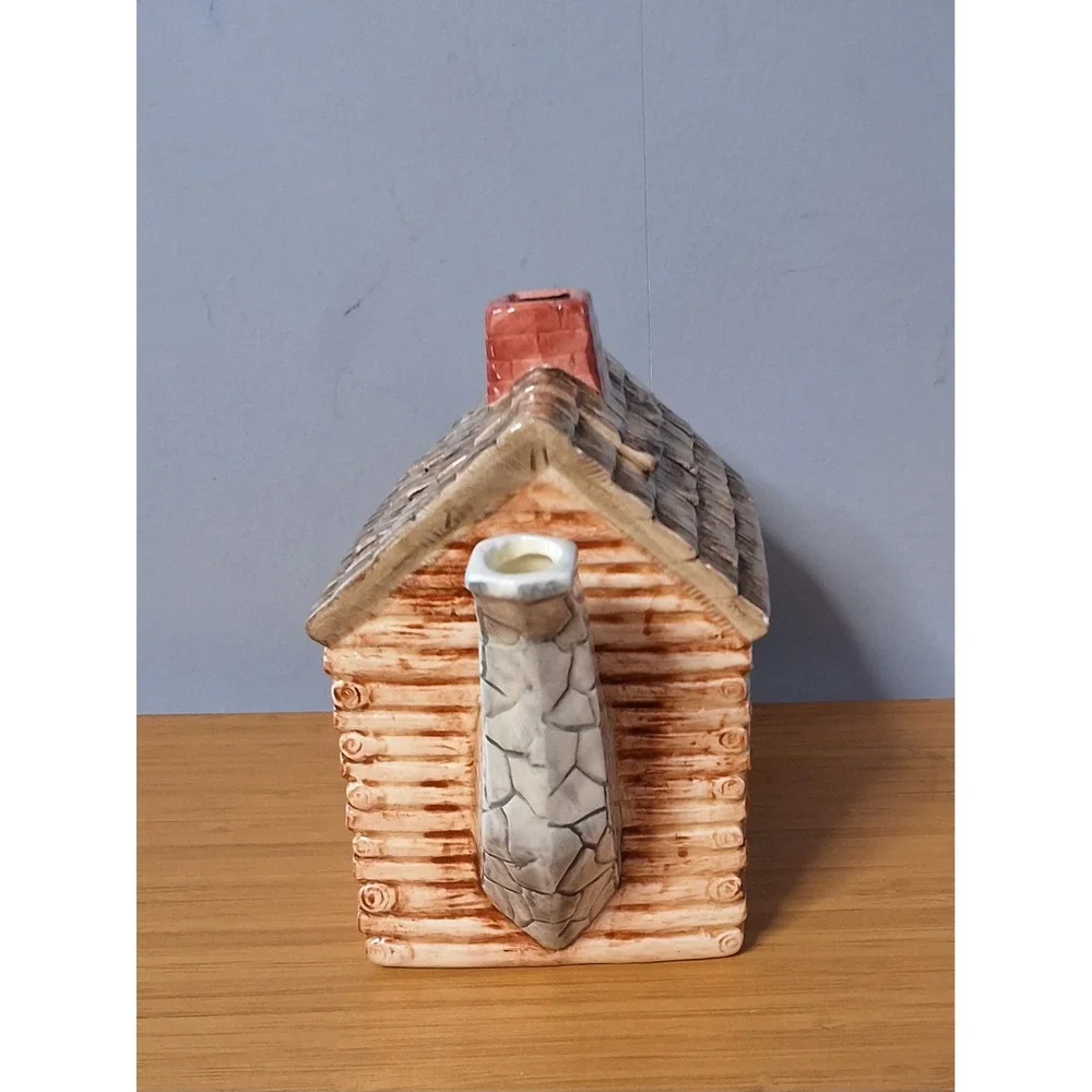 Vintage Eddie Bauer Ceramic Log Cabin Teapot Brown Made In Japan SEE PICTURES